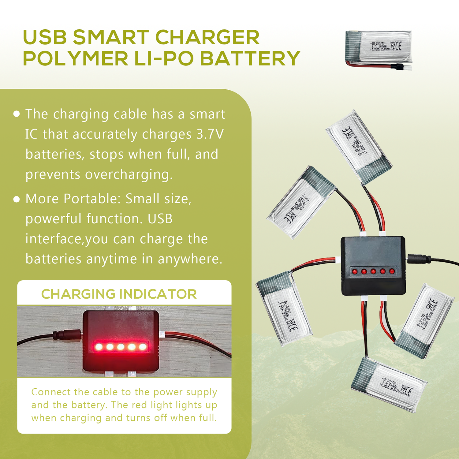 5Pcs 3.7V 500mAh LiPo Batterie - Drone Charger review and price
